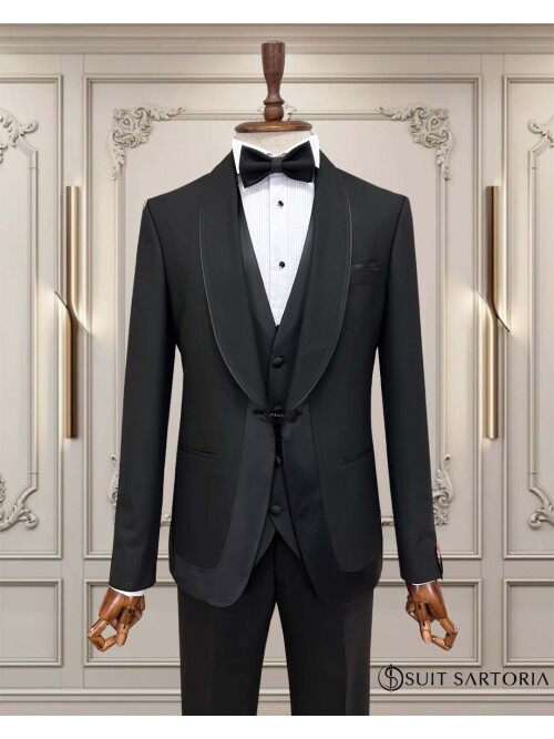SUIT SARTORIA SİYAH ŞAL YAKA DAMATLIK 5706
