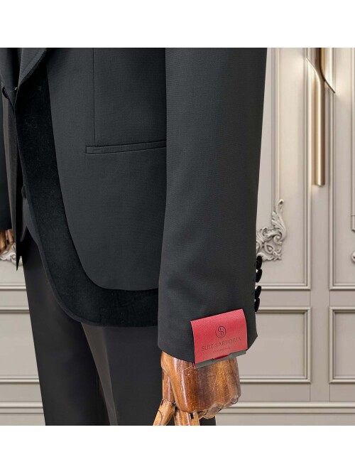 SUIT SARTORIA SİYAH ŞAL YAKA DAMATLIK 5706