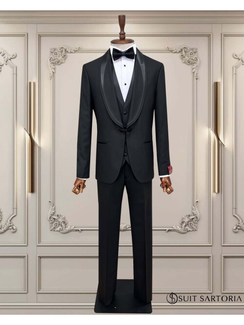 SUIT SARTORIA SİYAH ŞAL YAKA DAMATLIK 5707