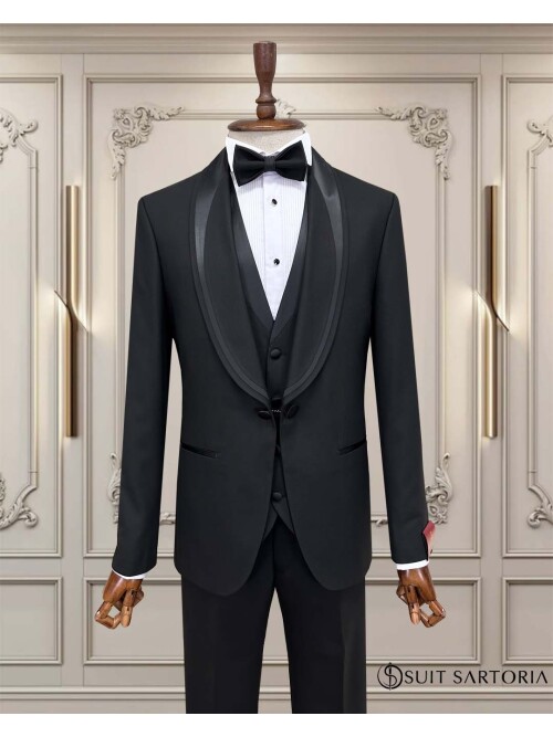 SUIT SARTORIA SİYAH ŞAL YAKA DAMATLIK 5707