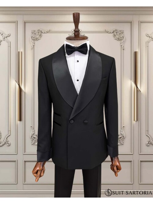 SUIT SARTORIA BLACK SHAWL COLLAR TUXEDO 5716
