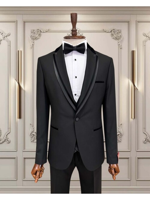SUIT SARTORIA SİYAH ŞAL YAKA DAMATLIK 5726