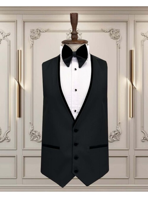 SUIT SARTORIA BLACK SHAWL COLLAR GROOM SUIT 5727