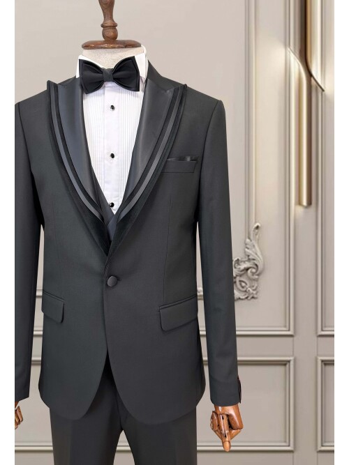 SUIT SARTORIA SİYAH SİVRİ ÇIKMA YAKA DAMATLIK 5065