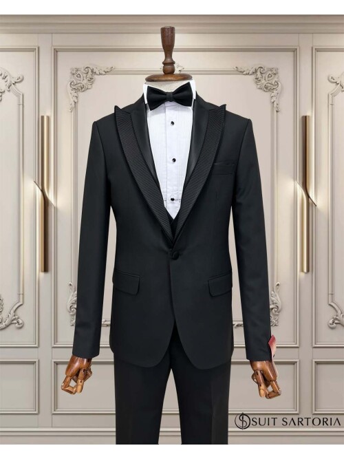 SUIT SARTORIA SİYAH SİVRİ ÇIKMA YAKA DAMATLIK 5708