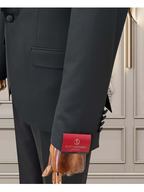 SUIT SARTORIA SİYAH SİVRİ ÇIKMA YAKA DAMATLIK 5708