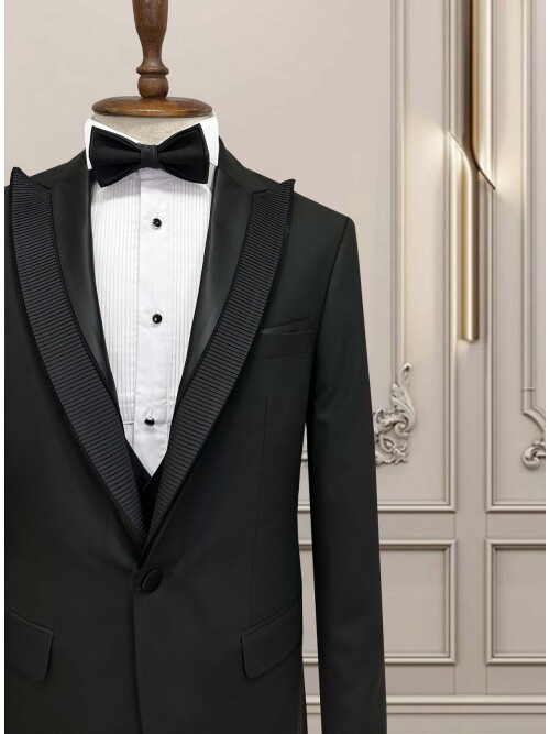 SUIT SARTORIA SİYAH SİVRİ ÇIKMA YAKA DAMATLIK 5708
