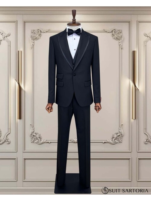 SUIT SARTORIA SİYAH SİVRİ YAKA DAMATLIK 5735