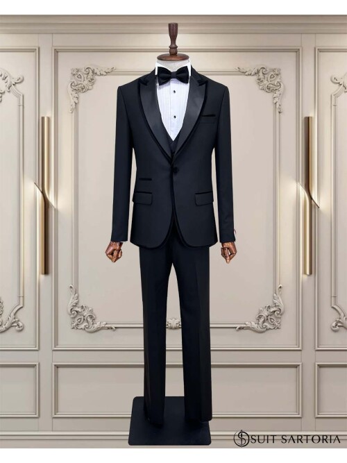 SUIT SARTORIA SİYAH SİVRİ YAKA DAMATLIK 5737