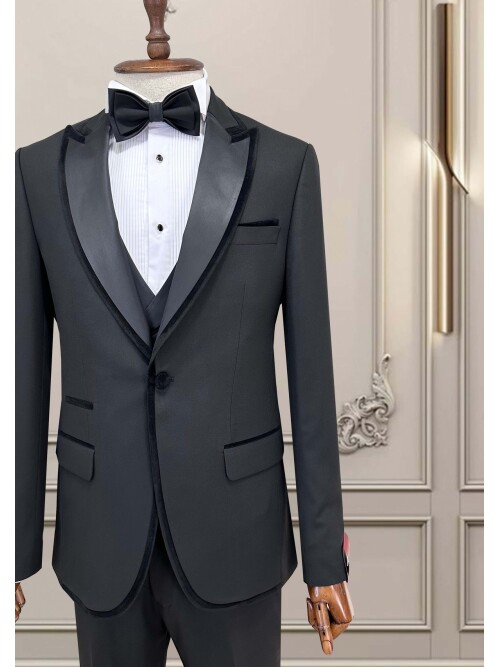 SUIT SARTORIA SİYAH SİVRİ YAKA DAMATLIK 5737
