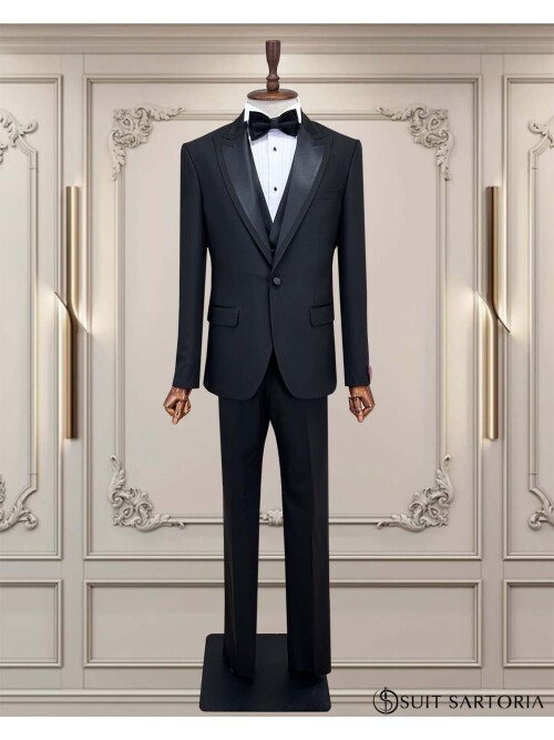 SUIT SARTORIA SİYAH SİVRİ YAKA DAMATLIK 5738