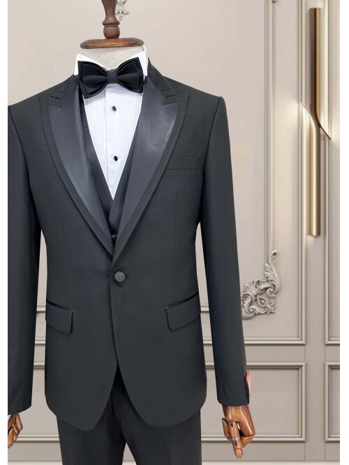 SUIT SARTORIA SİYAH SİVRİ YAKA DAMATLIK 5738