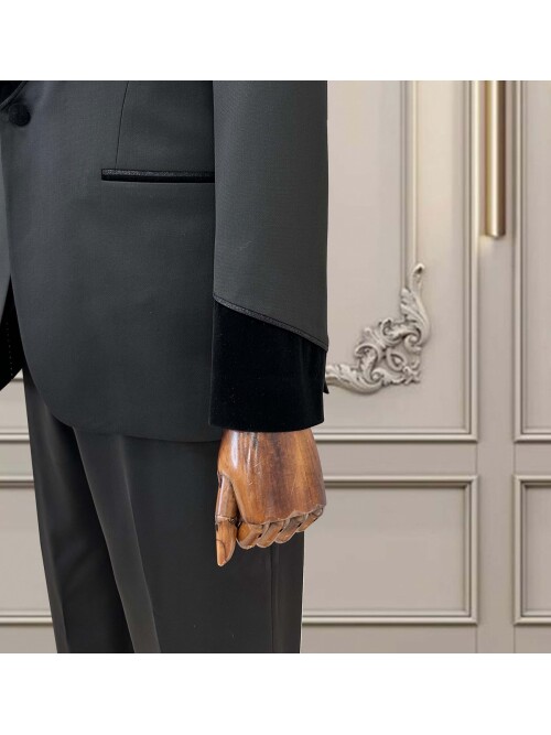 SUIT SARTORIA SİYAH SİVRİ YAKA DAMATLIK 5739