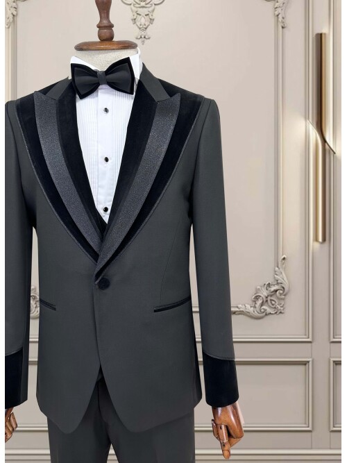 SUIT SARTORIA SİYAH SİVRİ YAKA DAMATLIK 5739