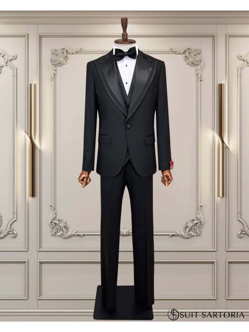SUIT SARTORIA SİYAH SİVRİ YAKA DAMATLIK 5741