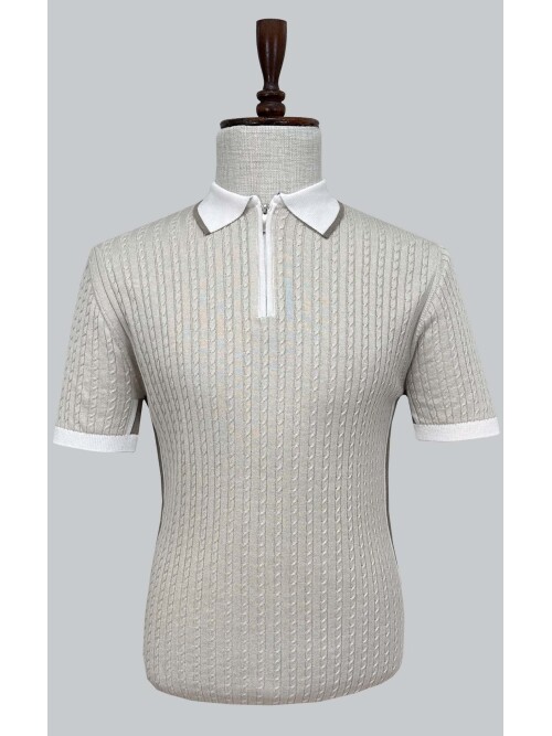 SUIT SARTORIA BEIGE SHORT SLEEVE KNITWEAR T-SHIRT 9032