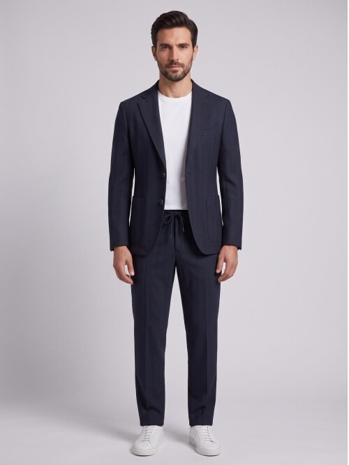 Lacivert Smart Casual Ceket Pantolon Erkek Takım