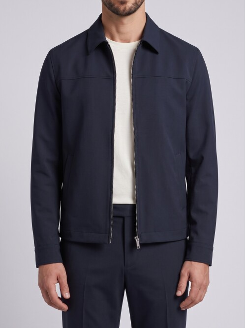 Siyah Fermuarlı Smart Casual Erkek Takım