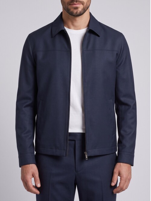 Lacivert Fermuarlı Erkek Smart Casual Takım