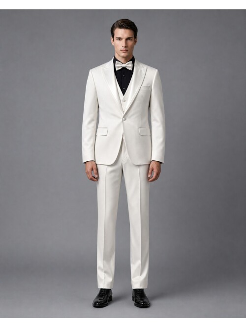 Beige Grooms Suit with Sharp-Pointed Lapels