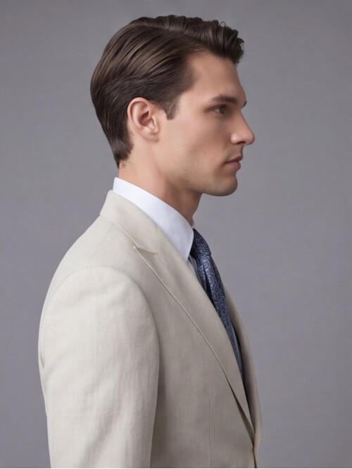 Açık Bej Sivri Yaka İki Düğmeli Slim Fit Takım Elbise