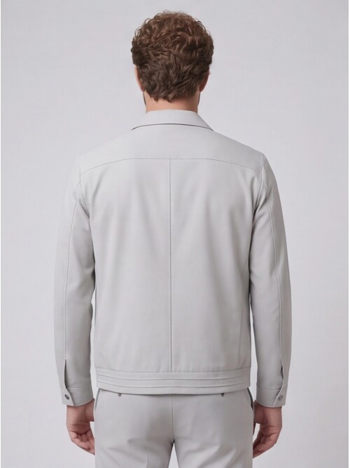 Açık Gri Gömlek Yaka Fermuarlı Spor Takım Elbise