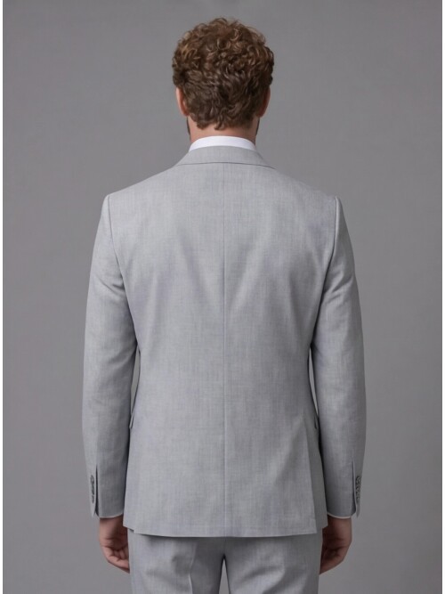 Light Grey Notch Lapel Comfort Fit Suit