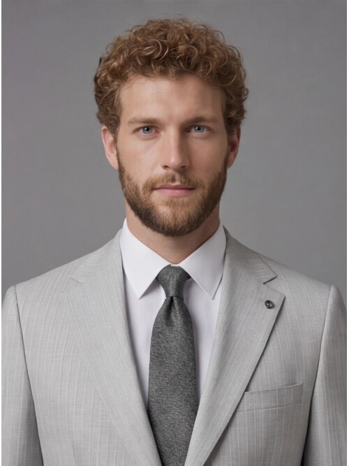 Light Grey Notch Lapel Comfort Fit Suit