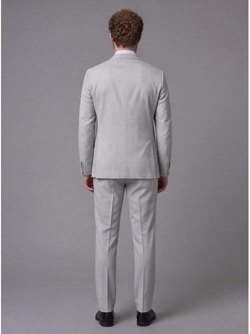 Light Grey Notch Lapel Comfort Fit Suit