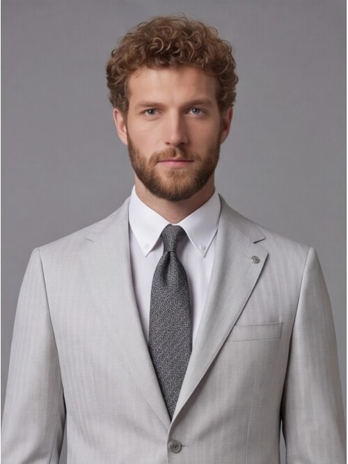 Light Grey Notch Lapel Comfort Fit Suit