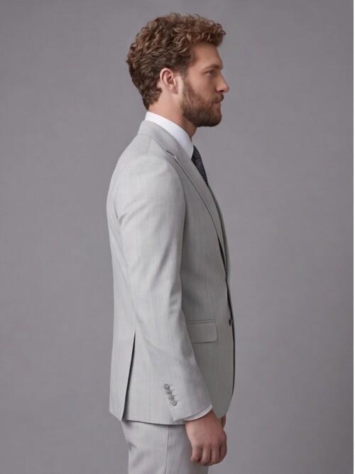 Light Grey Notch Lapel Comfort Fit Suit