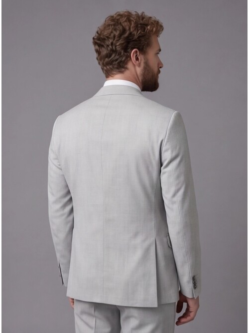 Light Grey Notch Lapel Comfort Fit Suit