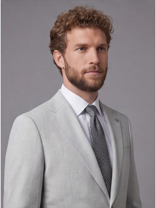 Light Grey Notch Lapel Comfort Fit Suit