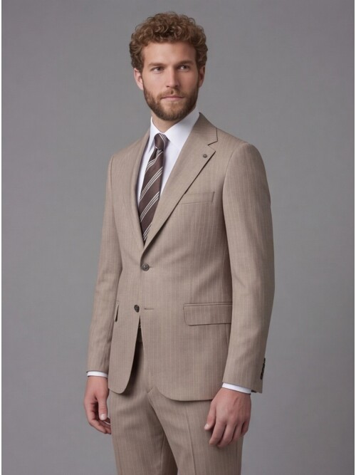 Light Brown Notch Lapel Comfort Fit Suit