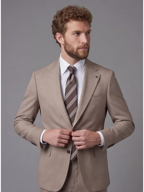 Light Brown Notch Lapel Comfort Fit Suit