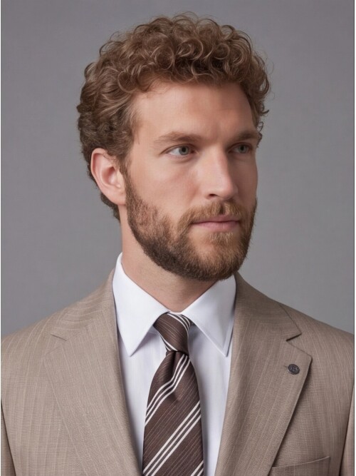 Light Brown Notch Lapel Comfort Fit Suit