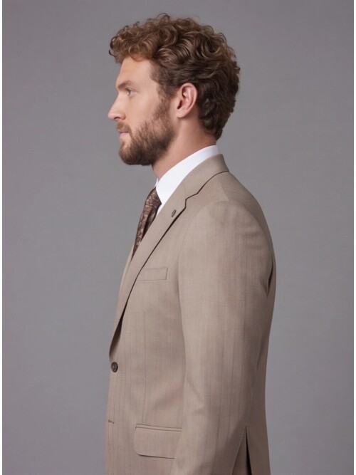 Light Brown Notch Lapel Comfort Fit Suit