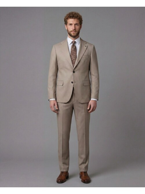 Light Brown Notch Lapel Comfort Fit Suit