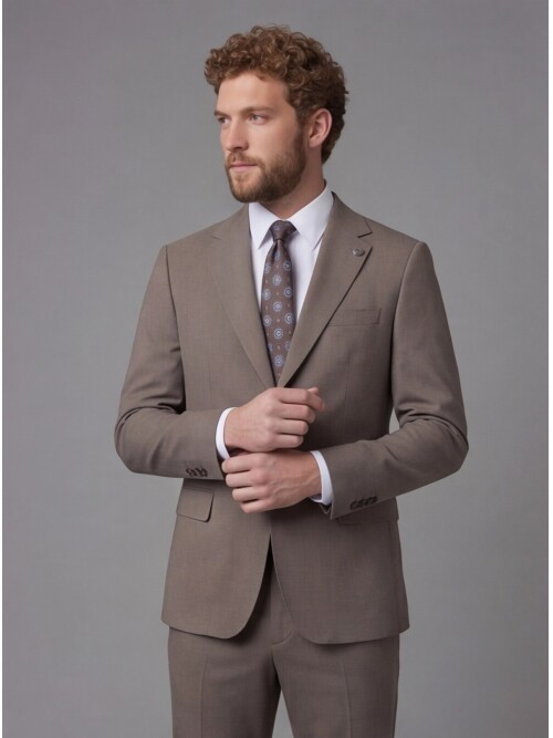 Light Brown Notch Lapel Slim Fit 2-Button Suit