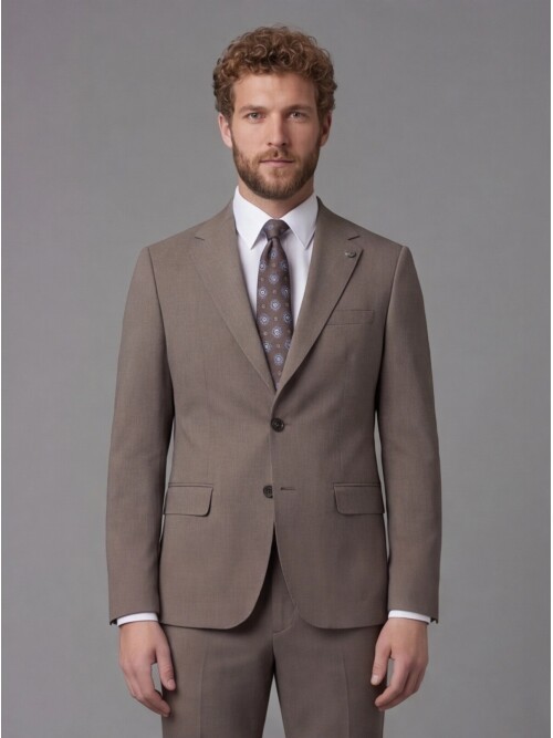 Light Brown Notch Lapel Slim Fit 2-Button Suit