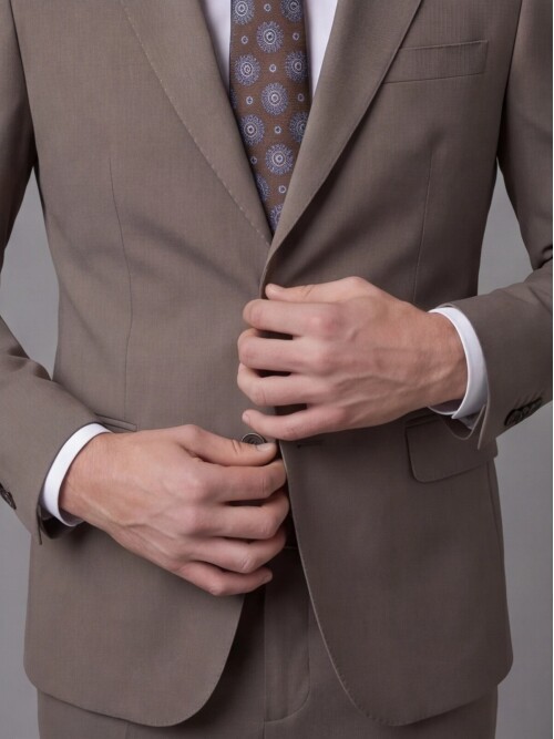 Light Brown Notch Lapel Slim Fit 2-Button Suit