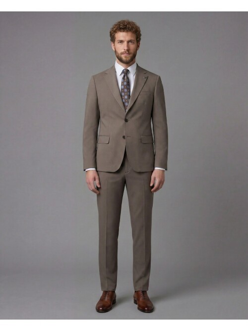 Light Brown Notch Lapel Slim Fit 2-Button Suit