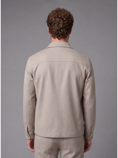 Light Brown Safari Pocket Zippered Sport Suit