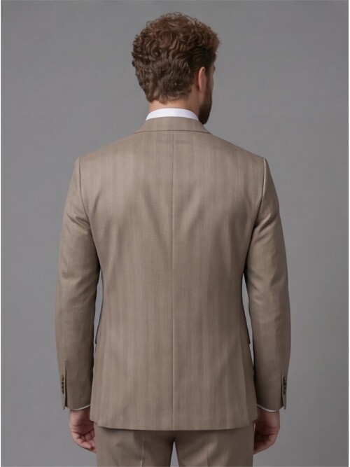 Mink Light Brown Peak Lapel Comfort Fit Fully Lined Suit