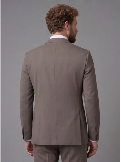 Light Brown Peak Lapel Slim Fit 2-Button Patch Pocket Suit