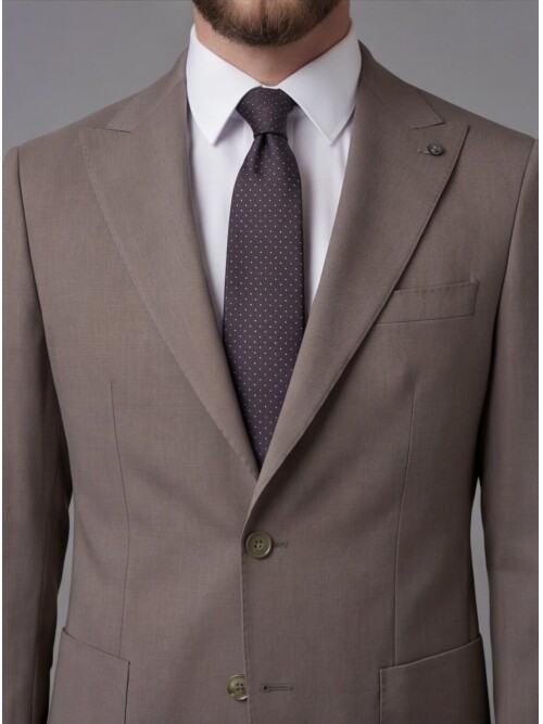 Light Brown Peak Lapel Slim Fit 2-Button Patch Pocket Suit