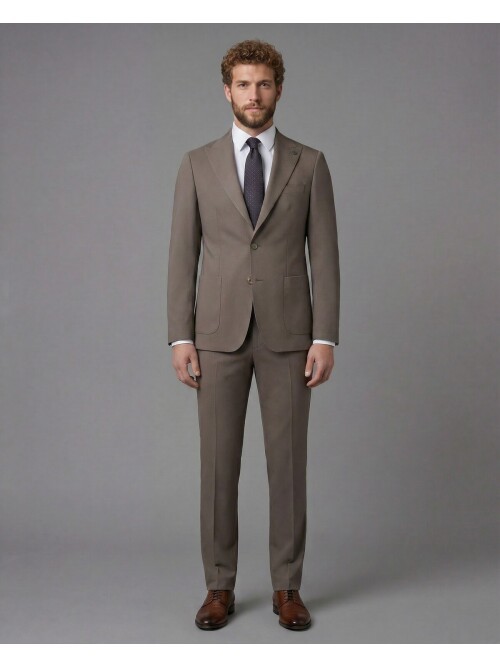 Light Brown Peak Lapel Slim Fit 2-Button Patch Pocket Suit