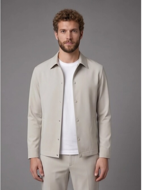 Light Brown Casual Shirt-Collar Comfort Fit Suit