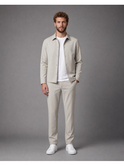 Light Brown Casual Shirt-Collar Comfort Fit Suit
