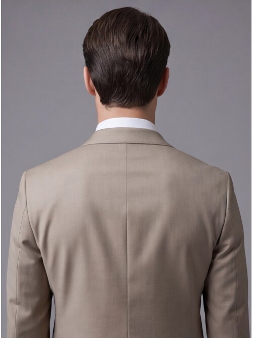 Açık Kahverengi Yünlü Sivri Yaka Comfort Fit Takım Elbise